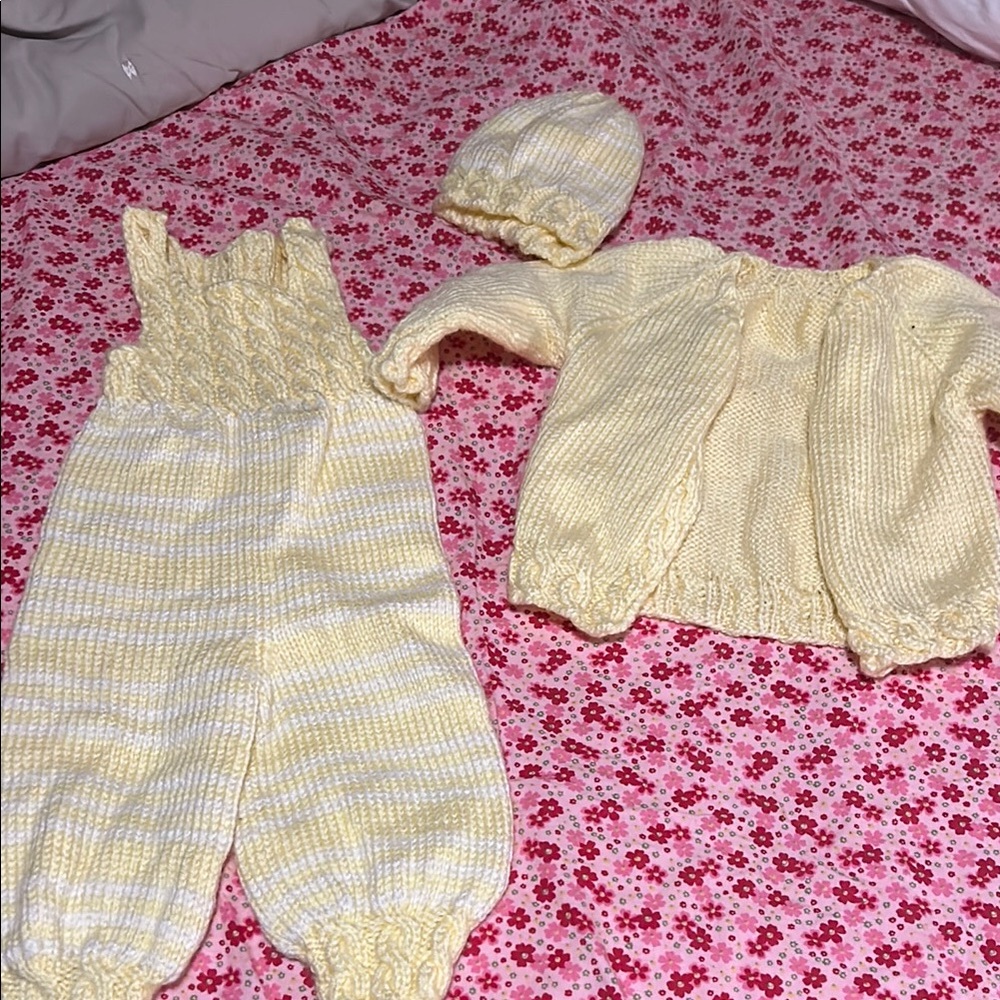 Yellow Knitted Baby Outfit Set